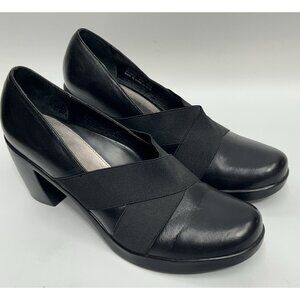 Dansko Block Heels Women 9.5 EU40 Tori Nappa Shoes Black Leather Slip On Pumps